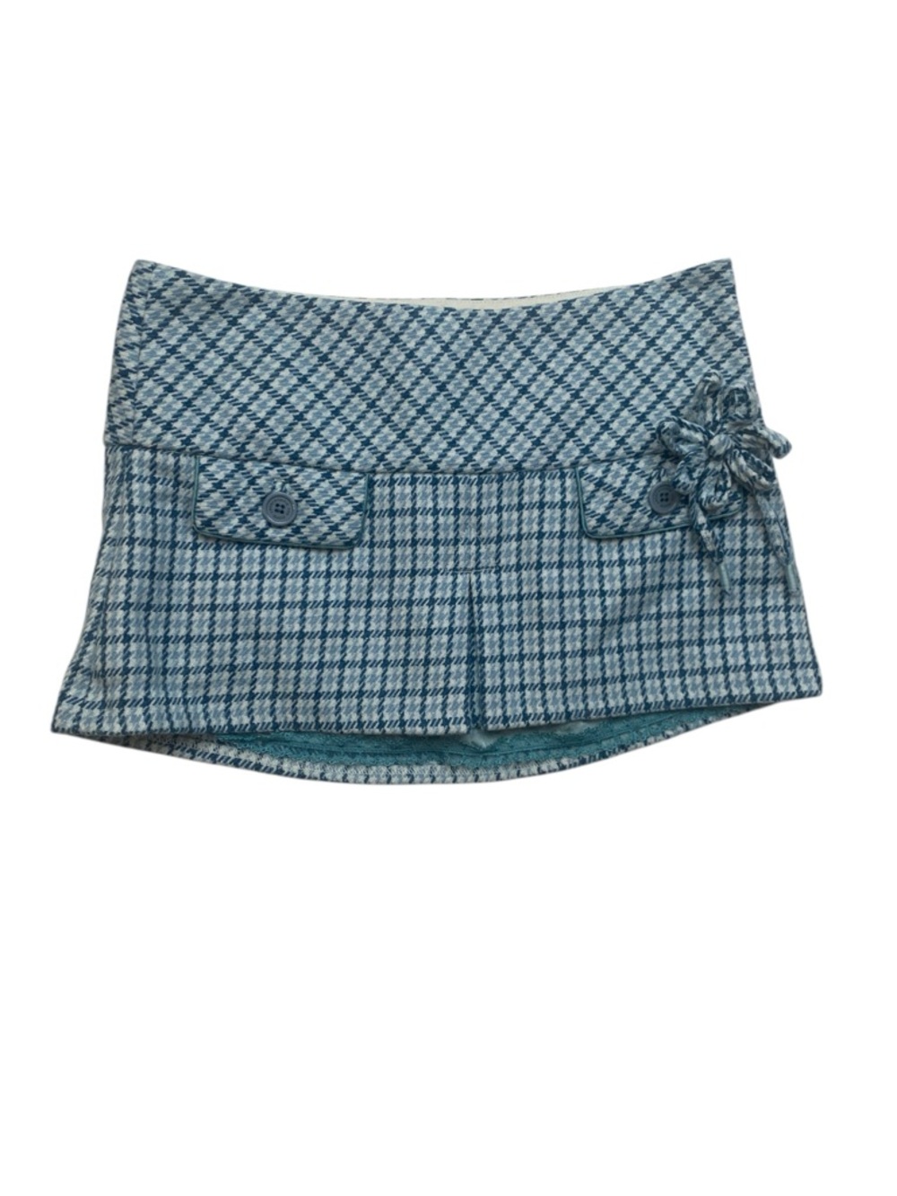 Abercrombie & Fitch size 2 xs wool micro Blue Plaid Mini Skirt y2k rare silk